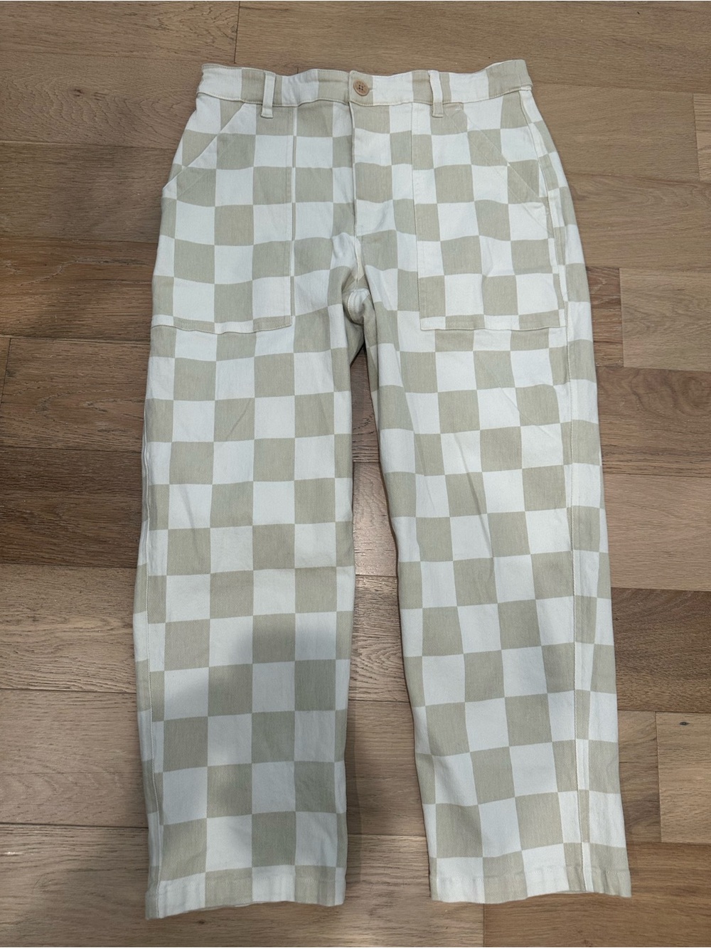 P&Co Checkered Service Fatigue Pants Womens Size UK 14 Short High Waisted